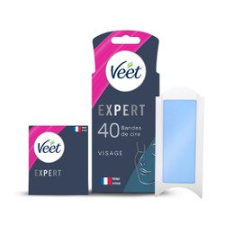 Veet Expert Wax Strips 40 Strips for Cold Face, Sensitive Skin, Perfect Workmanship, Long Lasting Hair Removal