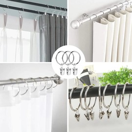 Curtain Rings Curtain Rings 40 Pieces Curtain Clips 38 mm Curtain Rings with Clips Curtains Clip Metal Curtain Rings Silver for Curtain Rod and Shower Curtain Hanging Ring