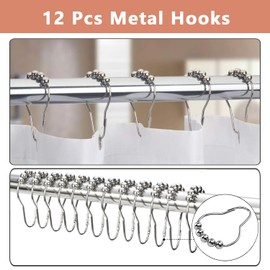 Abstract Floral Shower Curtain Retro Geometric Matisse Flower Shower Curtains with Metal Hooks Boho Cute Pink Green Floral Leaf Bathroom Curtain 72×72 Inch Waterproof Fabric Bath Curtain for Bathroom