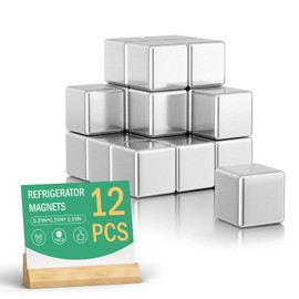 Pack of 12 8 x 8 mm Strong Magnets, Magnets for Magnetic Board, Fridge Magnets for Crafts, Magnets Extra Strong, Magnets Small, Permanent Magnets for Whiteboards, Stickers, Photo