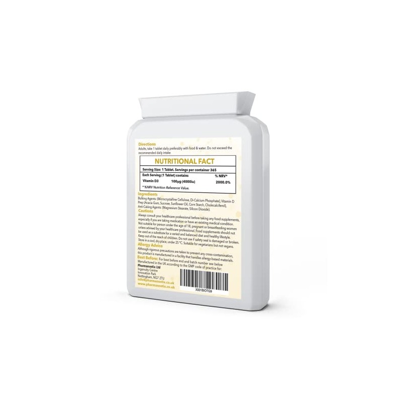 Vitamin D 4000iu - 365 Easy-Swallow Micro Tablets - One