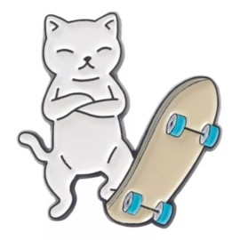 Jextech 1 Pin Broche Metalico Gato En Patineta Con Brazos Cruzados