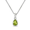 B. BRILLIANT Sterling Silver Peridot 8x6mm Teardrop Bezel-Set Dainty Pendant