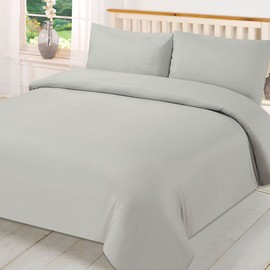 Brentfords Single Duvet Cover Set, Grey Dyed Quilt Bedding with Pillowcase, Soft & Breathable Microfibre Bed Set, Duvet Cover for Single Bed - Grey