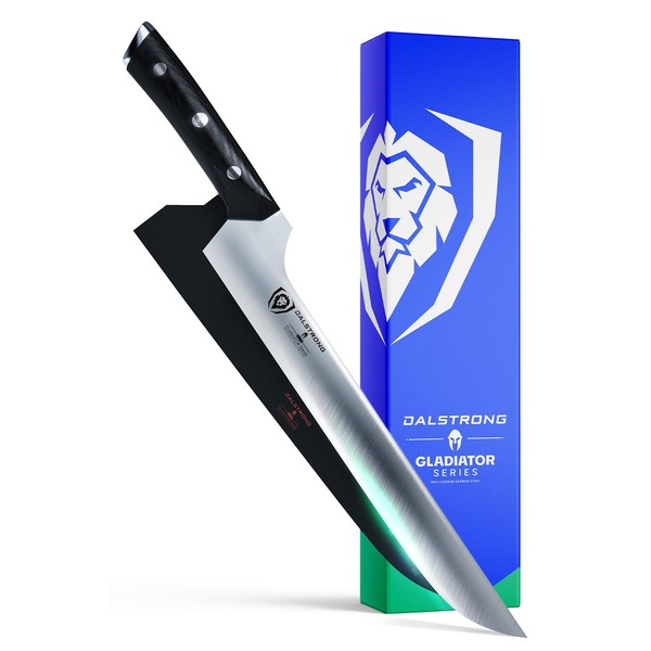 DALSTRONG Slicing & Carving Knife - Offset Blade - 12" - Gladiator Series Elite - High Carbon German Steel - G10 Handle - Bread Knife, Ham Slicer - w/Sheath - NSF Certified