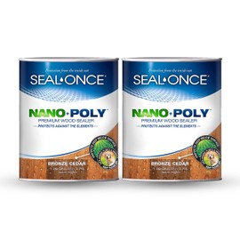 Seal-Once Nano+Poly Penetrating Wood Sealer with Polyurethane - Premium Waterproof Sealant -2 Gallon & Bronze Cedar