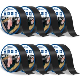 Butizone Joist Tape for Decking, 2" x 50' Butyl Joist Tape, Black Waterproof, Anti-Corrosion, Self-Adhesive Deck Joist Flashing Tape for Deck, Joists, Beams Protection, 8 Rolls