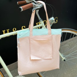 GODWOODS Foldable Women's Tote Bag with Adjustable Drawstring - Lightweight Reusable Shopping Bag (17" x 17", 0.29lbs), Multi-Pocket Organiser in Pastel Pink, Purple, Mint & Dark (Pastel Pink)