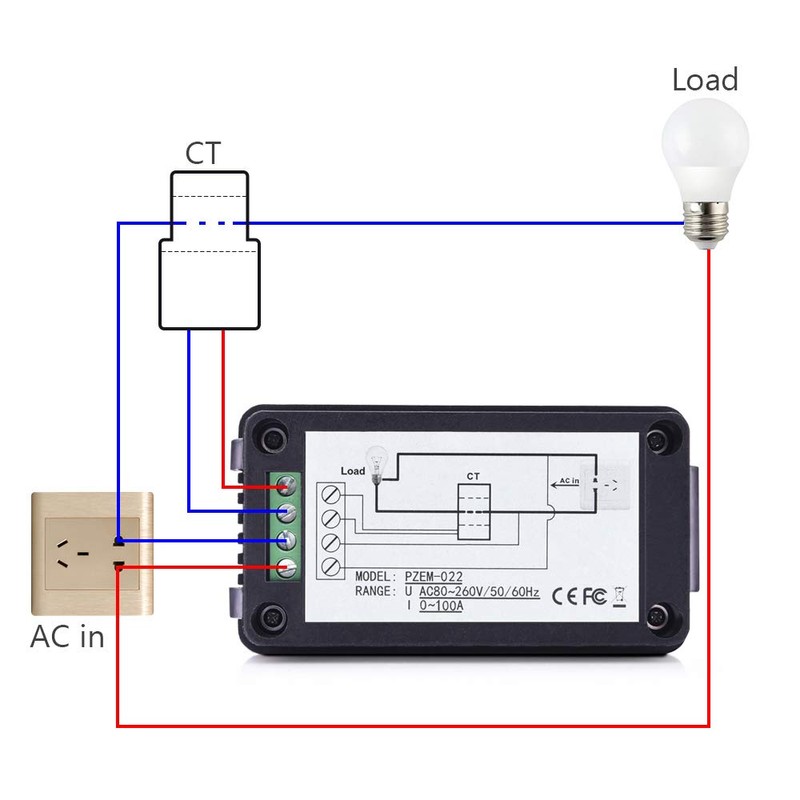 MICTUNING AC Digital Multimeter Ammeter Voltmeter with LCD Display 80-260V