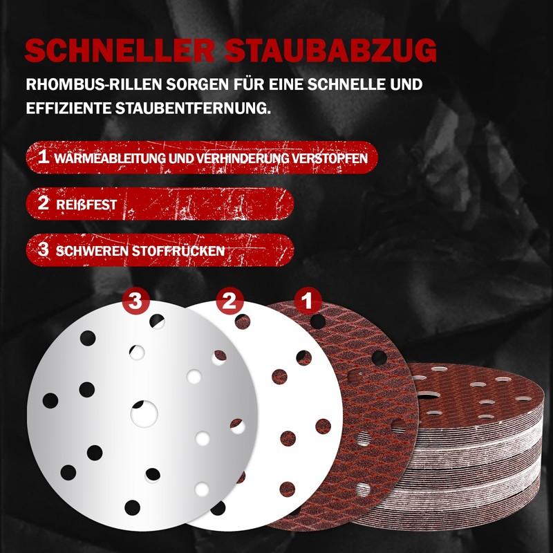 GEOGIEEW 50PCS 150mm Sanding Discs Pads, 6 Inch 15 Hole