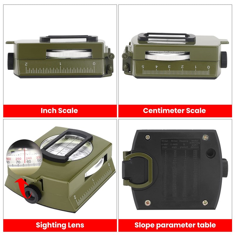 Compass Military Compass Army Compass Waterproof Shockproof with Carrying Bag,