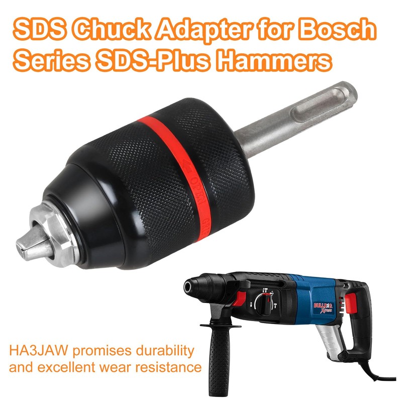 1/2-Inch HA3JAW Keyless Chuck for Bosch SDS-Plus Hammers, 3-Jaw Self-Tighten