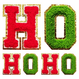 Iron on Patches Sew On Letter Patches HOHOHO Patches for Christmas Decor Supplies (HOHOHO, Multicolour)