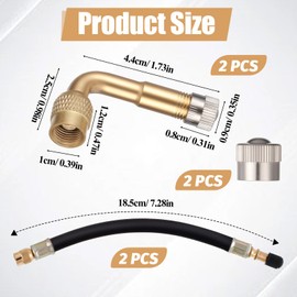 KALIONE Tire Valve Adapter, 215mm Tire Valve Stem Extension Adaptor with Brass, Flexible Valve-Stem Extender with 90 Degree Tire-Valve-Stem for RV, Bike, Motorcycle, Car