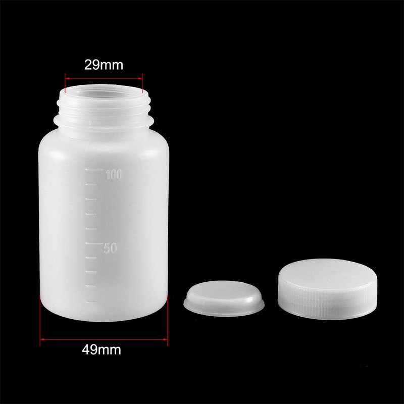 sourcing map Plastic Lab Chemical Reagent Bottle 100ml/3.4oz Wide Mouth