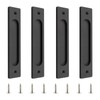 MOROBOR Rectangular Recessed Sliding Door Pulls, 4pcs Matte Black Flush