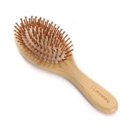 LLmoway Natural Bamboo Hair Brush for Hair Growth Bristles Detangling Wooden Paddle Hair Brush for Massaging Scalp All Hair Types Women Men Kids Ergonomic Handle Oval Regular