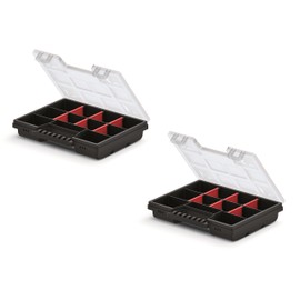 Mivos 2 x Assortment Boxes 8 Inches for Accessories and Small Parts - 2 x Small Assortment Boxes 195 x 155 x 35 mm - Screw Box with 11 Compartments for Storage - Sorting Box Made in EU