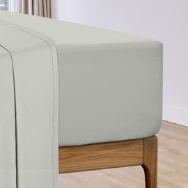 Pizuna Cotton Percale King Size Fitted Sheets Silver,100% Long Staple Combed CottonKingsize Fitted Bed Sheets 160x200 cm,Percale Weave 40 cm Deep Fitted King Size Sheet 1 PC Silver