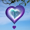 DJUAN Wind Spinner Purple-Green Gradient Love Heart 3D Metal Hanging