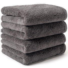 AIFY Face Towels, Set of 4, 100% Cotton, Thin, Non-twist Face Towels, Fluffy, Good to the Touch, Instant Absorption, Hair Removal, Approx. 1/66% of JIS Standard Value of 0.2%, Hotel Specifications,