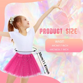Girls Tutu Skirt with Stars Sequin, Little Girls 3 Layers Tutu Skirt Kids Colorful Party Princess Dance Tutu Princess Dress Ballet Skirt (Rose Red)