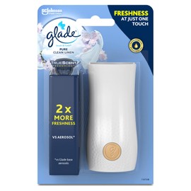 Glade Touch & Fresh Air Freshener Refill, Touch Activated Odour Eliminator for Bathroom & Home, Clean Linen, 1 Starter Kit (1 x Holder and 1 x 10ml Refill)