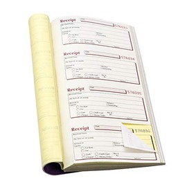 Pukka Pad, NCR Duplicate Receipt Book 140 x 276mm. 4 Receipts per Page. 200 Duplicate Sets. Micro-perforated. Serially Numbered. Side Taped Book DCU1520