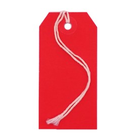 K-Kraft Gift Tags with String Options (#6 = 5.25 x 2.625 inches, PRE-Strung RED)