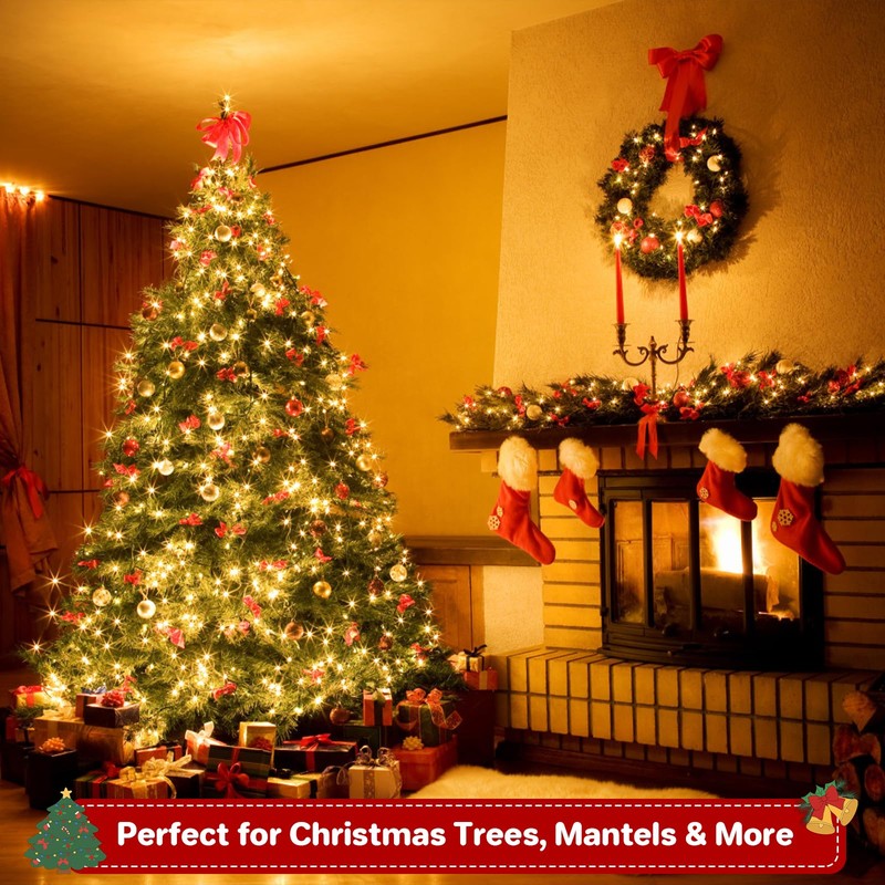 FairyGlim Christmas Lights Outdoor 100LED 33FT, Green Wire Connectable Christmas