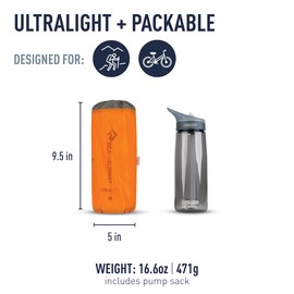 SEA TO SUMMIT - Ultralight Insulated Air Sleeping Mat Small - Thermolite Ultralight Sleeping Mat - Particularly Compact - Pillow Lock System - 2.5 Seasons - Pump Bag - Hiking - Orange - 430 g