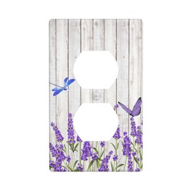 TEIKKIOP Lavender Lilac Floral Purple Flower Farmhouse Outlet Covers Decorative Light Switch Cover Electrical Rustic Wall Plates Receptacle Faceplates for Bathroom Bedroom Kitchen Accessories