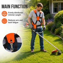 Double Shoulder Trimmer Harness for Yard Work – Adjustable Padded Nylon Strap for Brush Cutters & String Trimmers