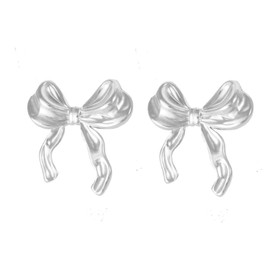 Gold/Silver Bow Earrings for Women Christmas Bow Stud Earrings Ribbon Knot Earrings Cute Bowknot Earrings Daily Jewelry for Women (Silver bow stud)