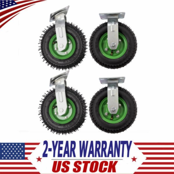 Unbranded 4Pcs 8" Pneumatic Air Tire 2 Rigid + 2