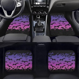 GLENLCWE Purple Bat Car Floor Mat Set 4 Pieces, Front & Rear Car Floor Mats Non-Slip, Universal Fit Cars Foot Pads Automotive Accessories