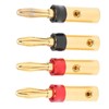 Preffair 4pcs Speaker Banana Plugs 24K Gold Plated Dual Screws