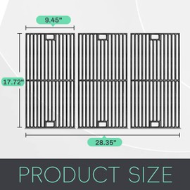 GGC Cast Iron Grill Grates for Monument Grills 24367 35633 17842, 17" Replacement Parts for Monument 24633 13892 41847NG 14733 27592 38667, 3PCS Cooking Grids for Dyna Glo DGE530SSP DGE530SSP-D