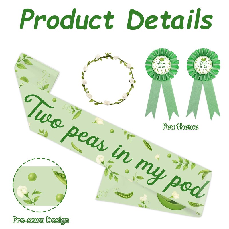 Two Peas in My Pod Twins Baby Shower Corsage Pins