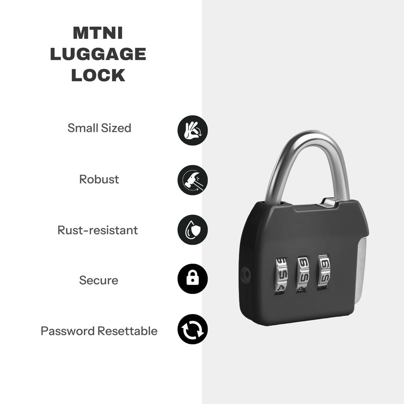 UP Security Small Combination Lock, 3 Digit Combination Padlock, Travel