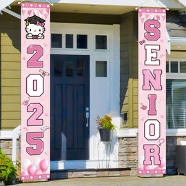 Pink Graduation Decorations 2025 Graduation Banner Senior Porch Sign for Door Wall Hanging Party Decorations 2025 Senior Banner Indoor Outdoor