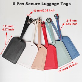 Paifeancodill Lovely Secure Luggage Tags, 6 Pcs Suitcase Luggage Tags Business Card Holder/Travel ID Bag Tag, PU Leather Luggage Tag with Privacy Cover, Suitcase Label ID Tags ID Label(Mixed Color 2)