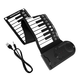 Kisangel Musical Instrument Foldable Electric Portable Key Flexible Piano Electronic for Digital Hand Rolled Piano Silica Gel Black