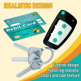 Car Key Playset, Remote Car Key Toy with Light and Sounds, Pretend Play Keys with Cards for Boys and Girls, Travel Toys for Toddlers, Babies (Black)