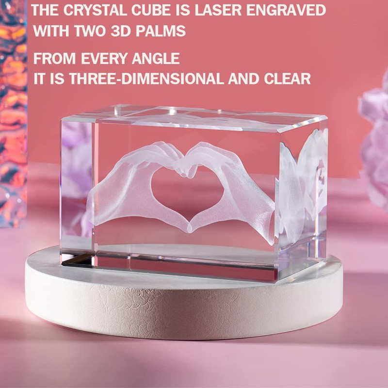 ERWEI Crystal Gifts Engraved Two Hands Form a Heart in