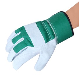 Thorn Proof Work Gloves Heavy duty Leather Gardening Gloves for Ladies Women Durable Protective Garden Rigger Hand Utility Safety Men Kids Washable Gripper(Green, L)