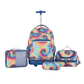 Travelers Club Rolling Backpack Accessories, Tie Dye, 4 Piece Set