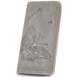 KITEVIUN Bifold Womens Wallet RFID Blocking Slim Wallets for Women with Zipper Butterfly Design Wallet Women