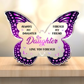 Gleevara Daughter Gifts from Mum - Butterfly-Shaped Acrylic Plaque Gifts for Daughter - Daughter Gifts from Mum and Dad on Her Birthday Graduation