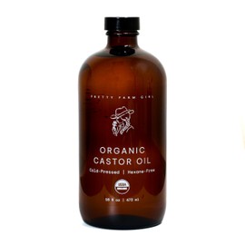 Pretty farm girl Pure Organic Castor Oil - Cold-Pressed & Hexane-Free - 100% Pure - Amber Glass Bottle - All Skin & Hair Types